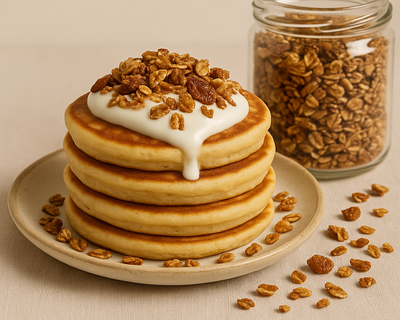 Pancake allo yogurt magro con granola Mimina